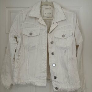Blank NYC distressed white denim jacket women’s size small